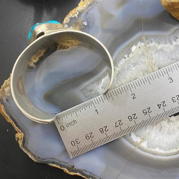 Native American Silver Chunky Turquoise Bracelet For Women - Picture 9 of 10